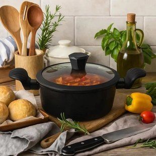 Каструля з алмазним покриттям та скляною кришкою 3,9 л 24x10,5 см Edenberg EB-3486 EB-3486 фото