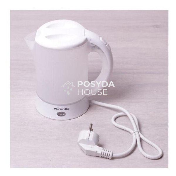 Чайник електричний Kamille 0.6 л пластиковий (білий/матовий c чашками і ложками) KM-1718A KM-1718A фото