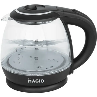 Електрочайник чорний скляний 1 ​​л 900 Вт Magio МG-496 МG-496 фото