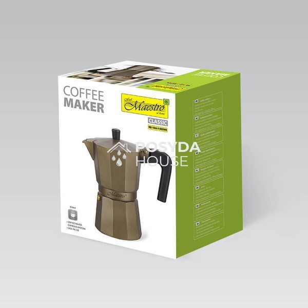 Кофеварка гейзерная 9 чашек 450 мл Maestro MR-1666-9-BROWN MR-1666-9-BROWN фото