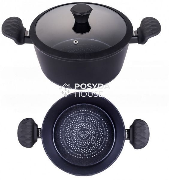 Каструля з алмазним покриттям та скляною кришкою 2,3 л 20x9 см Edenberg EB-3484 EB-3484 фото