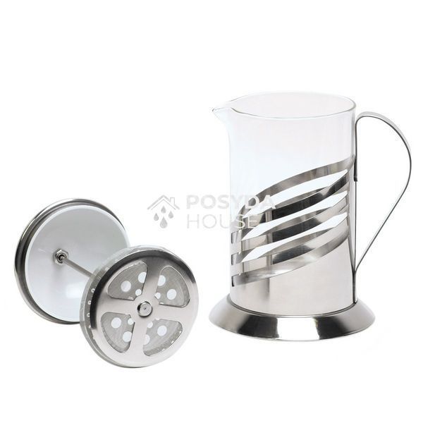 Френчпресс 600мл (нержавеющая сталь, стекло) Kamille KM-0772M KM-0772M фото